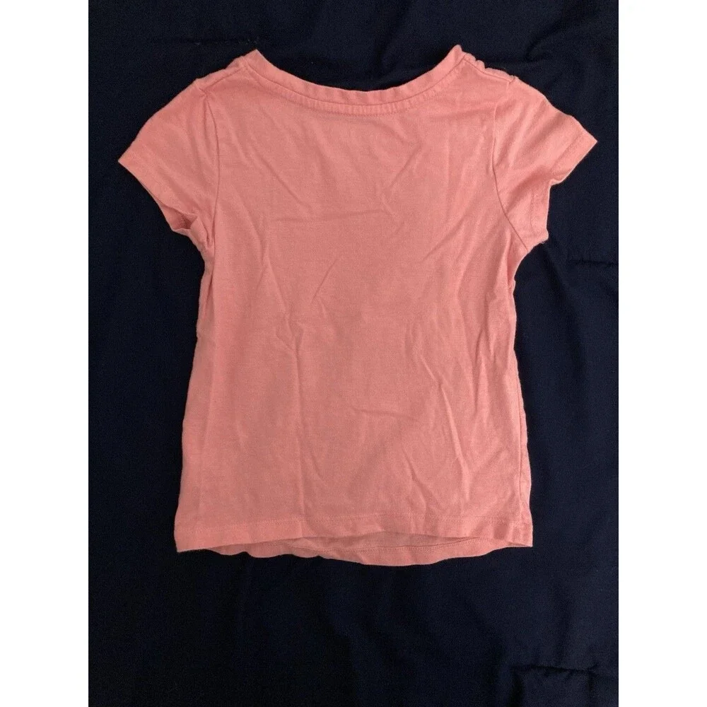 4T Cat & Jack girl clothes - 1 piece T shirt | solid pink & text theme